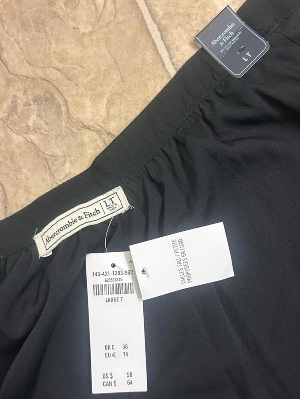 Abercrombie & Fitch Black Wrap Midi Skirt NWT Tall Large Asymmetrical Ruffle - Picture 8 of 9